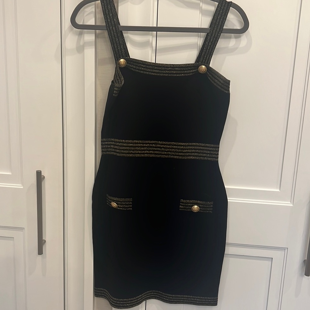 Lagence black and gold mini dress